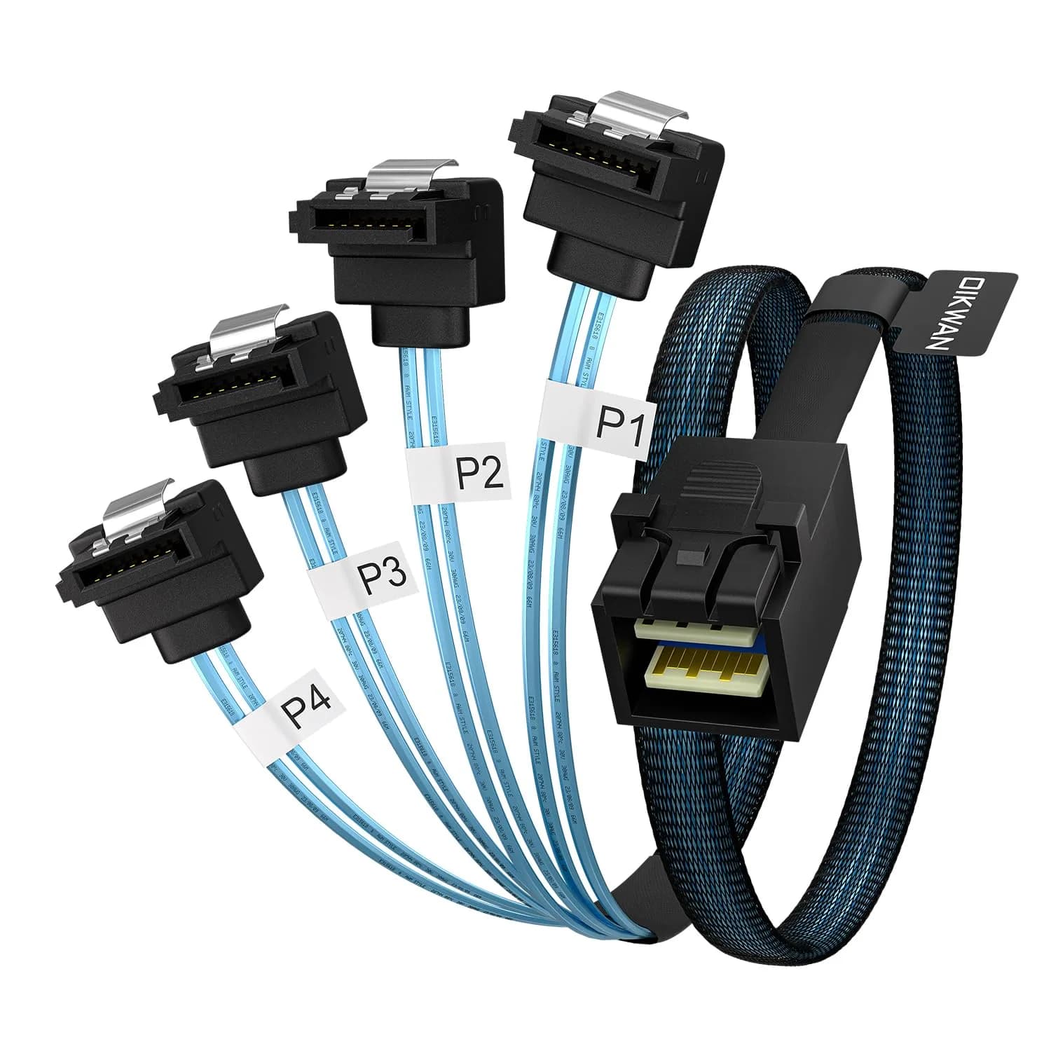 OIKWAN Internal Mini SAS HD to SATA Right Angle Cable 1m (3.3 Feet) | 12 Gbps Data Transfer