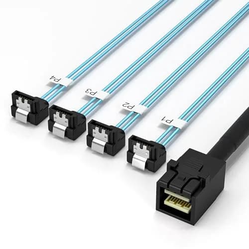 OIKWAN Internal Mini SAS HD to SATA Right Angle Cable 1m (3.3 Feet) | 12 Gbps Data Transfer thumbnail 2