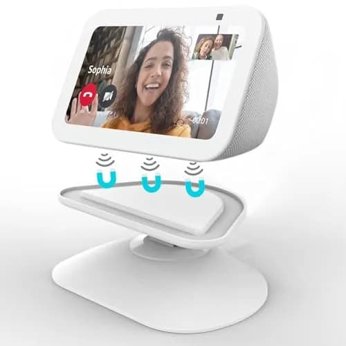 Dianves White Adjustable Stand for Echo Show 5 (3rd Gen) | Multi-Angle Rotation & Anti-Slip Base thumbnail 1