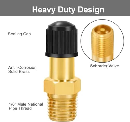 GODESON 1/8" NPT Brass Schrader Tank Valve (Pack of 2) | Anti-Corrosion Air Compressor Valve thumbnail 3