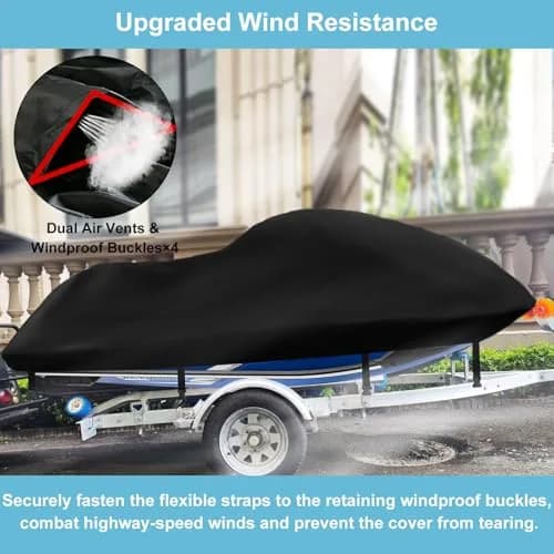 SRIMMIT Jet Ski Cover 3 Seater 115-120 Inch Black | 12000mm Waterproof PWC Protection thumbnail 5