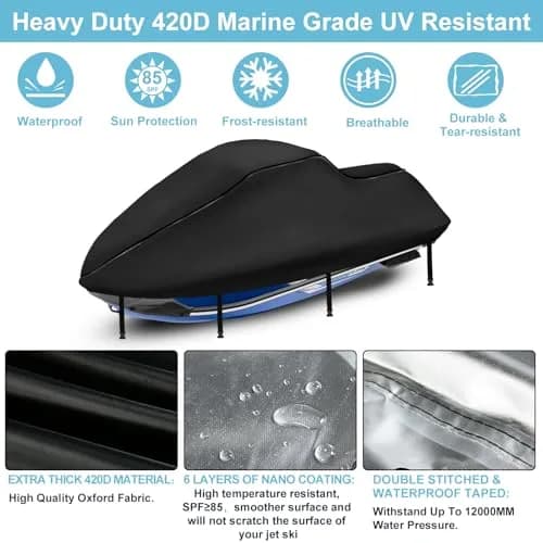 SRIMMIT Jet Ski Cover 3 Seater 115-120 Inch Black | 12000mm Waterproof PWC Protection thumbnail 3