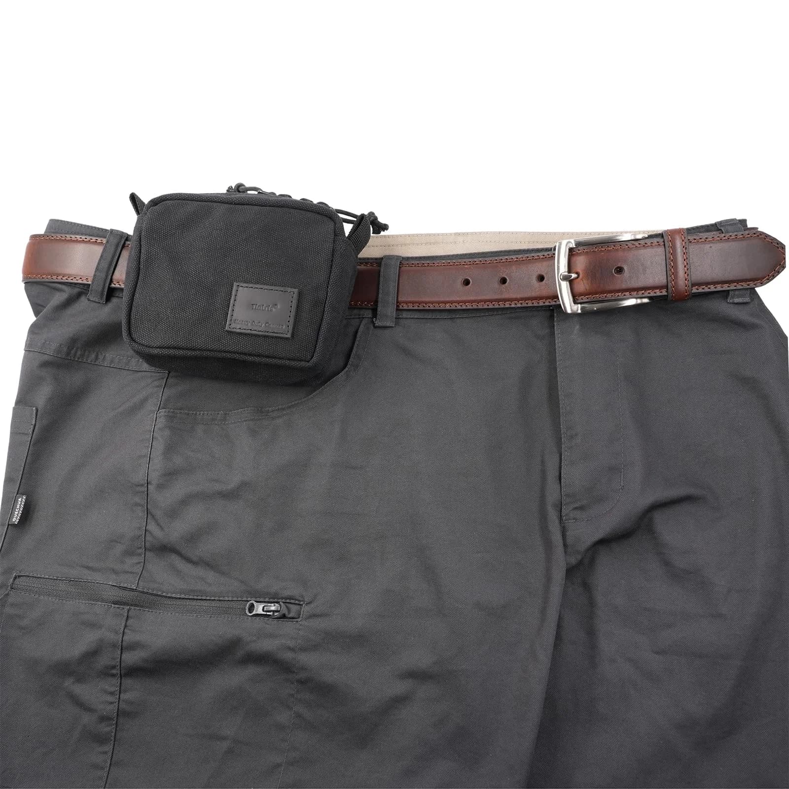 Tintris EDC Belt Pouch Small Black Waxed Canvas | YKK Zipper, Water Resistant, 13cm (5") - main product image