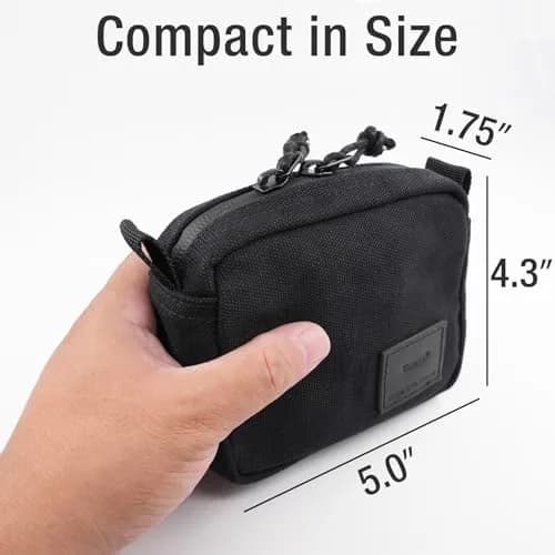 Tintris EDC Belt Pouch Small Black Waxed Canvas | YKK Zipper, Water Resistant, 13cm (5") thumbnail 5