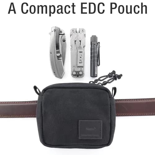 Tintris EDC Belt Pouch Small Black Waxed Canvas | YKK Zipper, Water Resistant, 13cm (5") thumbnail 2
