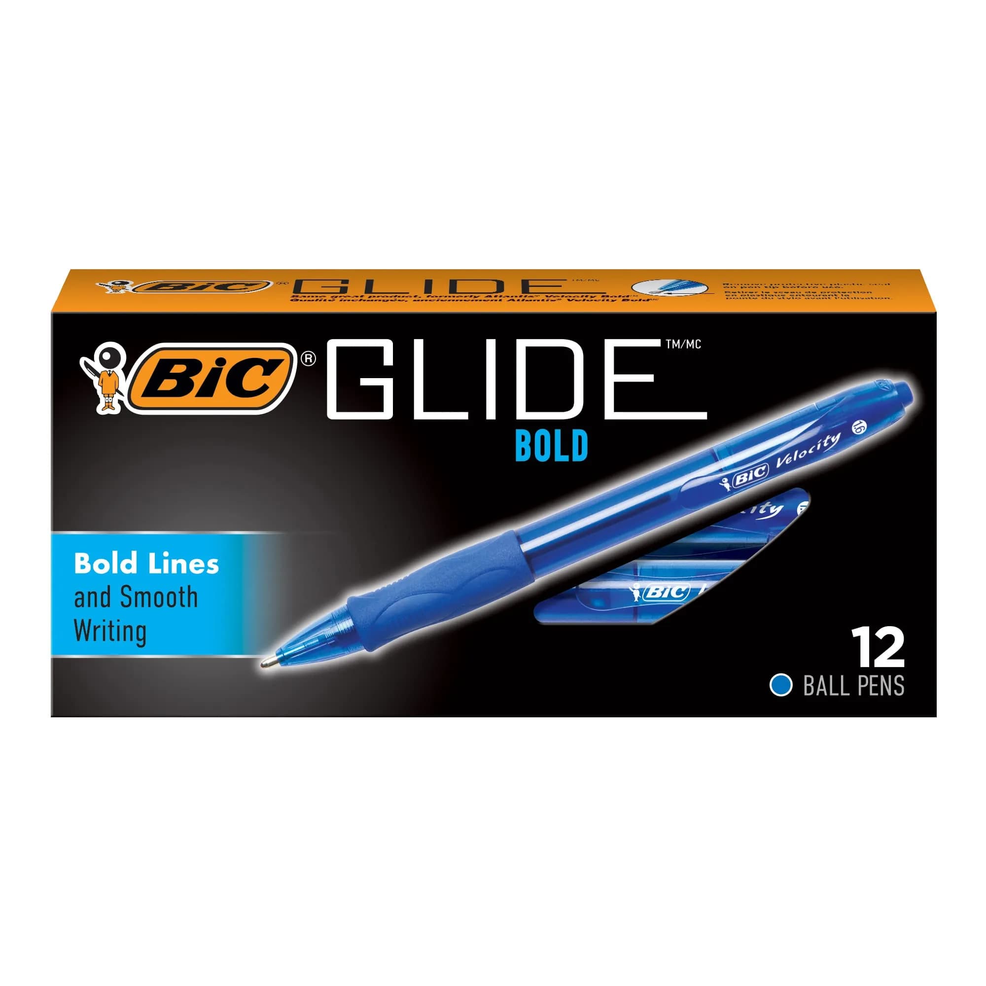 BIC Glide Bold Blue Ballpoint Pens, Bold Point (1.6mm), 4-Count Pack | Smooth Ink Flow — Blue