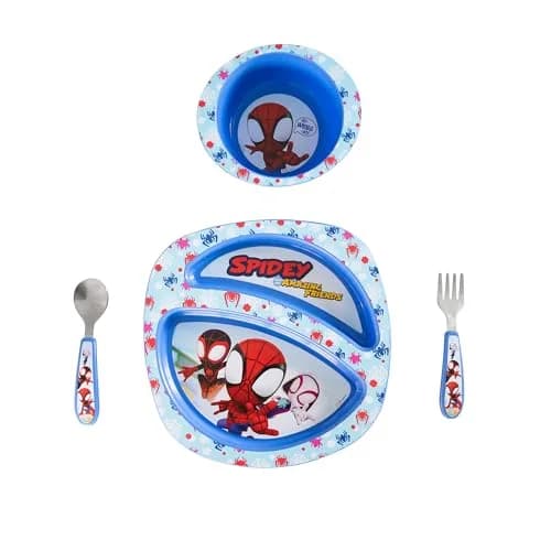 The First Years Spidey and His Amazing Friends Toddler Dinnerware Set - 4 Piece | Dishwasher Safe Feeding Supplies thumbnail 1