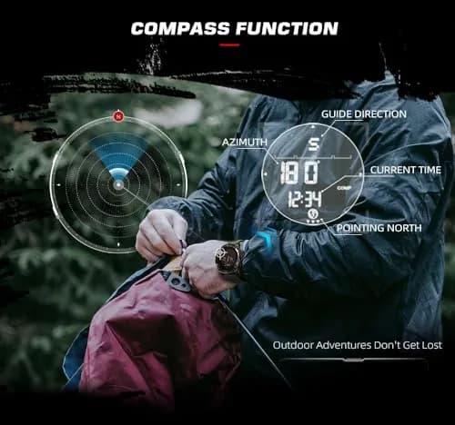 NORTH EDGE Military Watch for Men Tactical Survival Watch | Waterproof, Digital, Durable Nylon Band thumbnail 5