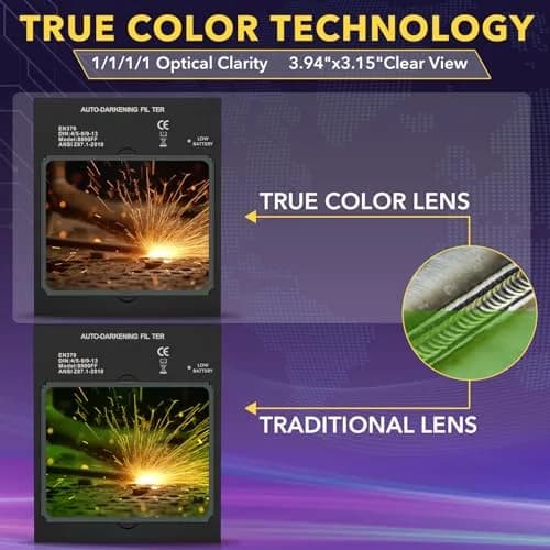 TRQWH Auto Darkening Welding Lens 11.4 x 13.3 cm (4.49 x 5.24in) True Color Solar Powered | 4 Arc Sensor Shade 5-9/9-13 thumbnail 5