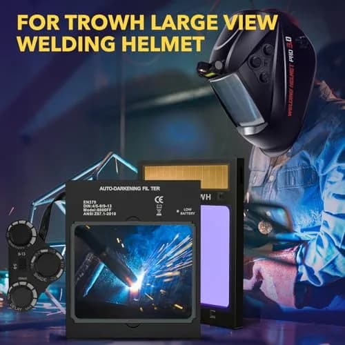 TRQWH Auto Darkening Welding Lens 11.4 x 13.3 cm (4.49 x 5.24in) True Color Solar Powered | 4 Arc Sensor Shade 5-9/9-13 thumbnail 2