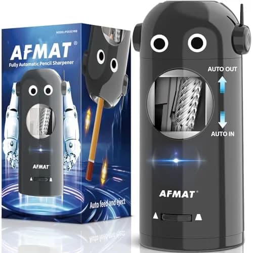 AFMAT Electric Pencil Sharpener for Colored Pencils 7-11.5mm | Fully Automatic Robot, Rechargeable, Safe & Compact thumbnail 1