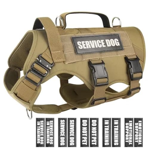 WINSEE Tactical Service Dog Vest Harness for Large Dogs | Heavy Duty MOLLE Vest with 10 Patches, No-Pull Training Walking Harness thumbnail 1
