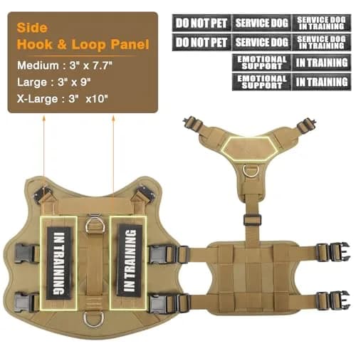 WINSEE Tactical Service Dog Vest Harness for Large Dogs | Heavy Duty MOLLE Vest with 10 Patches, No-Pull Training Walking Harness thumbnail 5