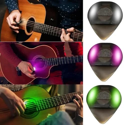 tiaotyu Auto LED Glowing Guitar Picks 0.6mm | Replaceable Battery, Dazzling Light Show for Guitarists thumbnail 1