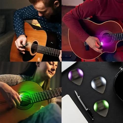 tiaotyu Auto LED Glowing Guitar Picks 0.6mm | Replaceable Battery, Dazzling Light Show for Guitarists thumbnail 2