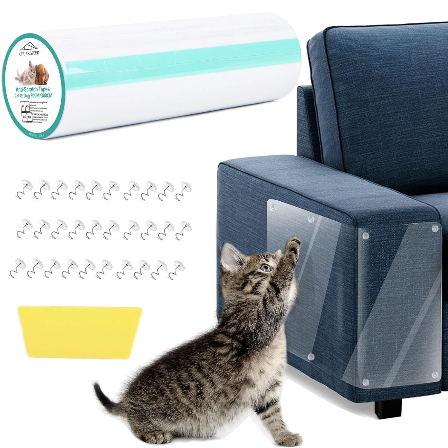 CHUANGSEED Anti Cat Scratch Furniture Protector 118" x 12" | Protects Furniture from Cat Claws