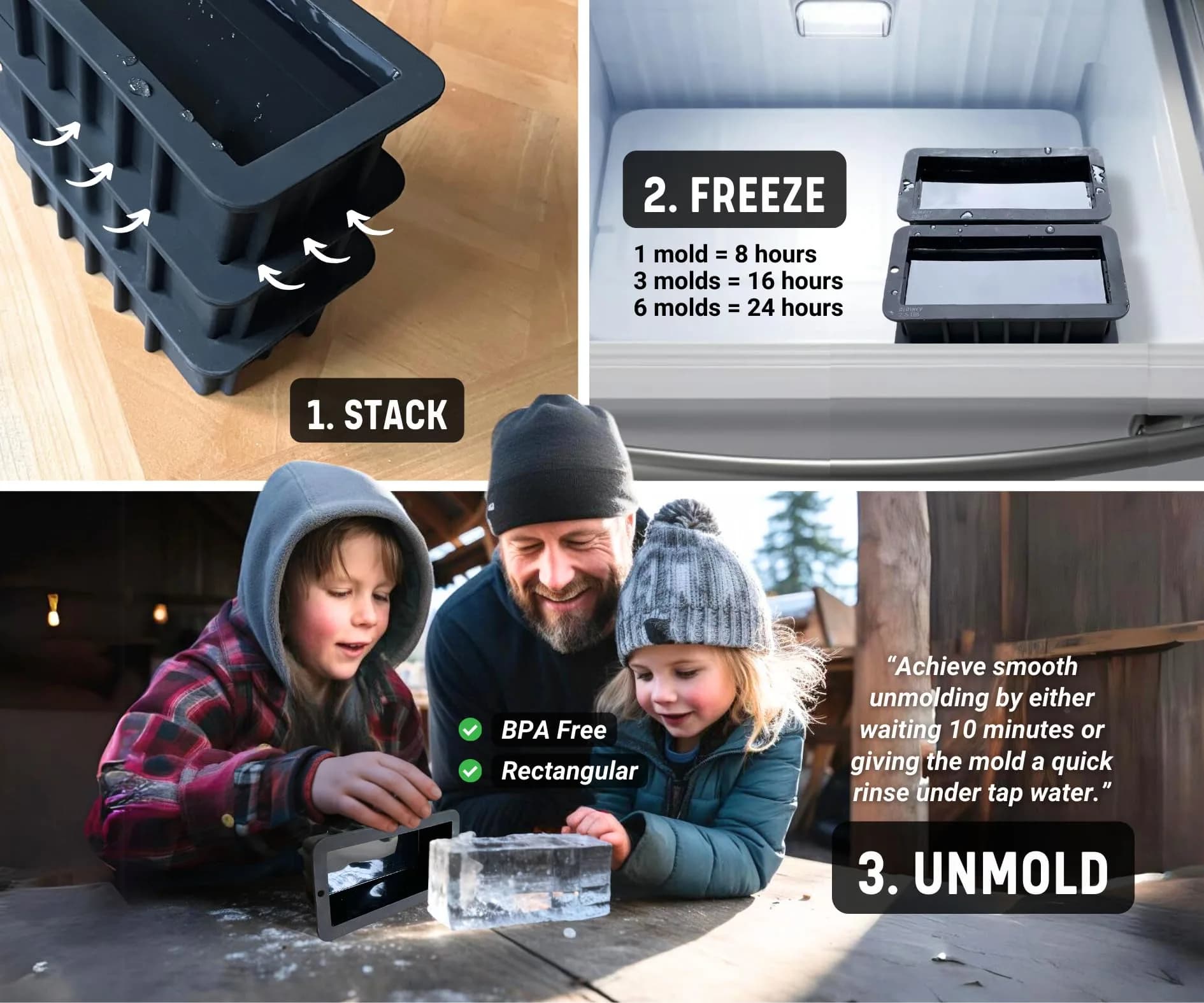 Alaskey 2.5 lbs Ice Block Mold With Lid (Single) - Giant Ice Cube Maker thumbnail 4
