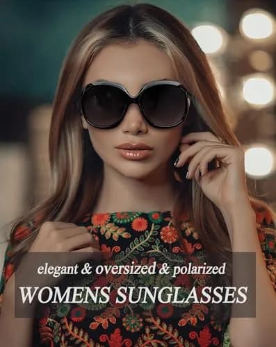 Joopin Oversized Butterfly Sunglasses for Women in Black + Blackish Green | Polarized UV400 Protection thumbnail 2