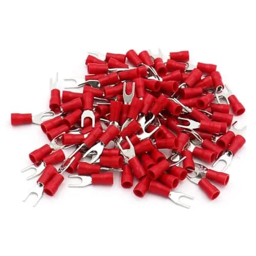 Baomain Red Fork Spade Insulated Terminal Connectors | 22-16 AWG (0.5-1.5mm²) & #8 Stud (4.3mm) | 1000-Pack thumbnail 5