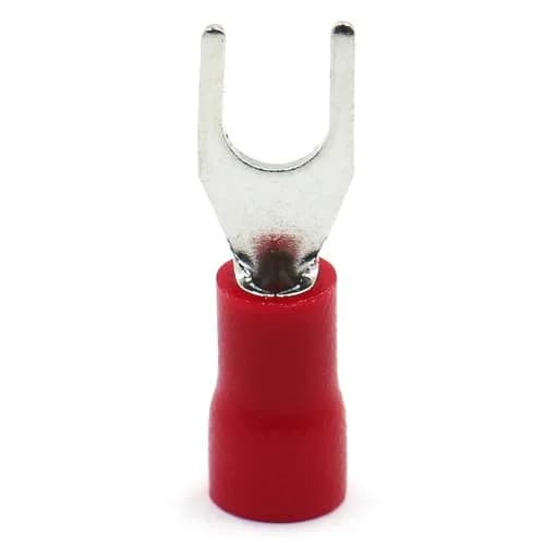 Baomain Red Fork Spade Insulated Terminal Connectors | 22-16 AWG (0.5-1.5mm²) & #8 Stud (4.3mm) | 1000-Pack thumbnail 3