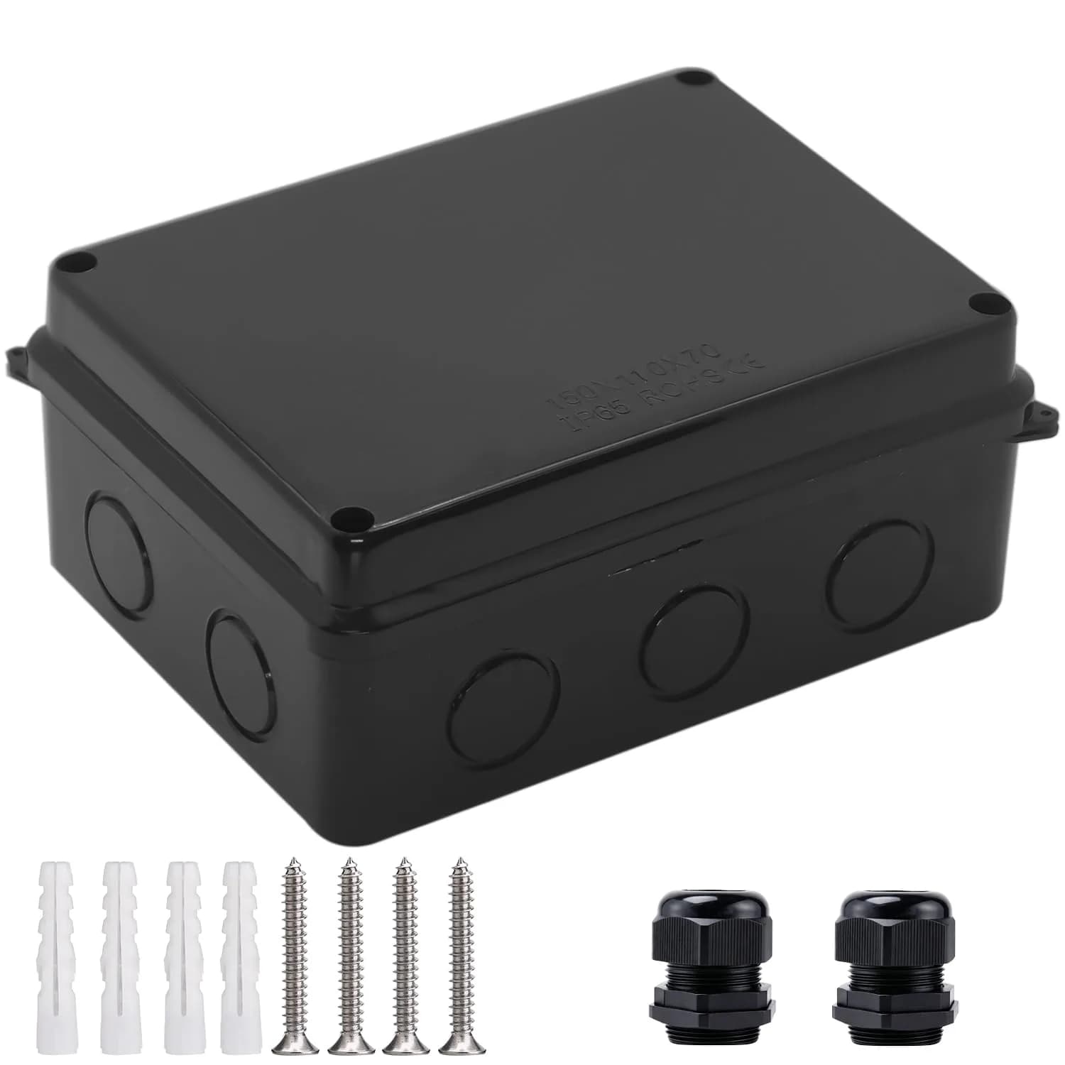 LuSumtly Electrical Box Waterproof Outdoor Junction Box 5.9 x 4.3 x 2.8 inch | Impact-Resistant ABS Enclosure — Black