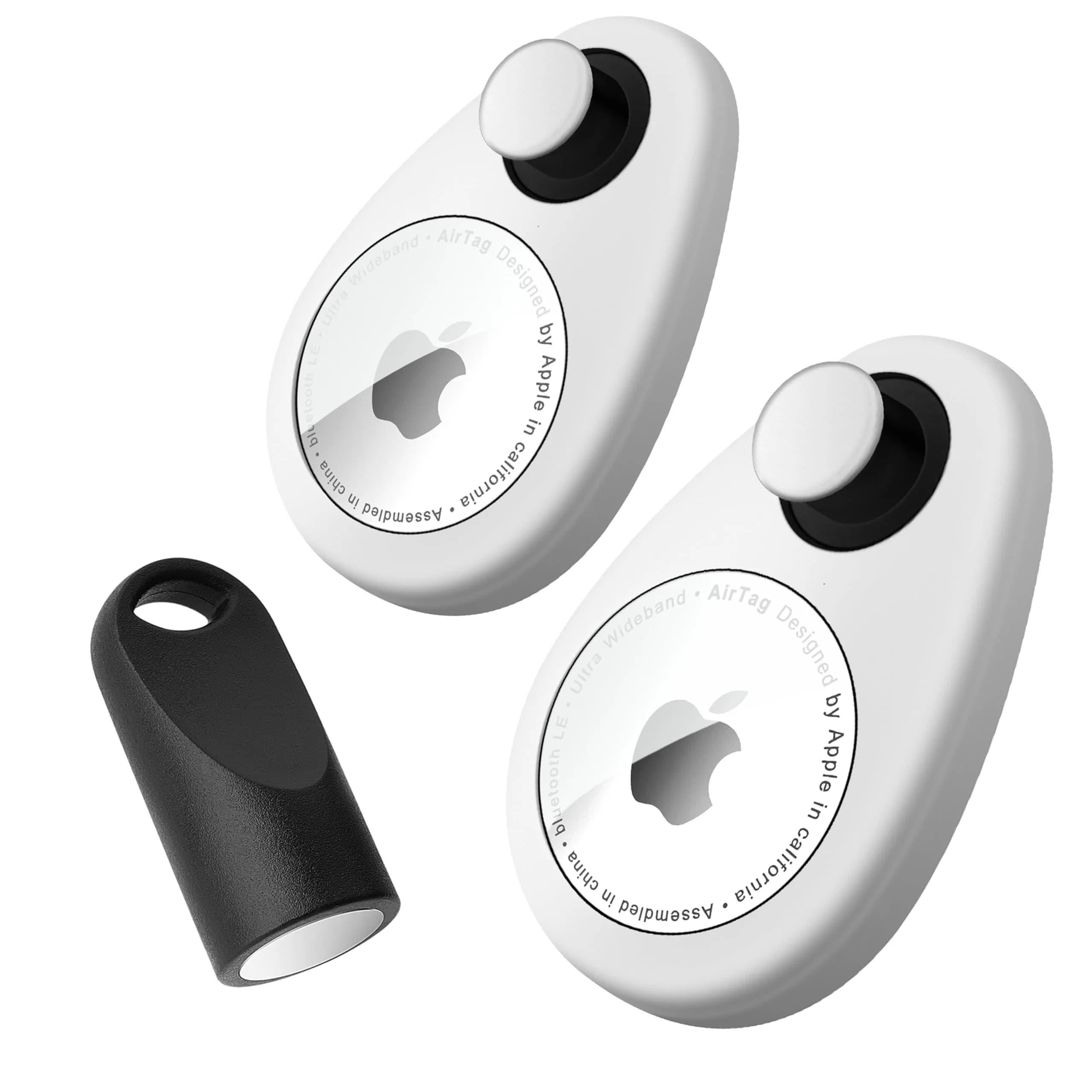 zonsiton Airtag Holder for Kids, Baby, Toddler, Child Hidden 2 Pack GPS Tracker Case with Safety Pins | Soft Silicone GPS Tracker Case — White+White