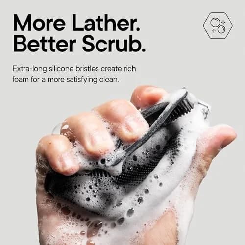TOOLETRIES Silicone Body Scrubber 2.0 Charcoal | Longer Bristles for Deep Cleaning & Exfoliation thumbnail 5