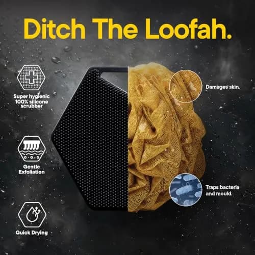 TOOLETRIES Silicone Body Scrubber 2.0 Charcoal | Longer Bristles for Deep Cleaning & Exfoliation thumbnail 3