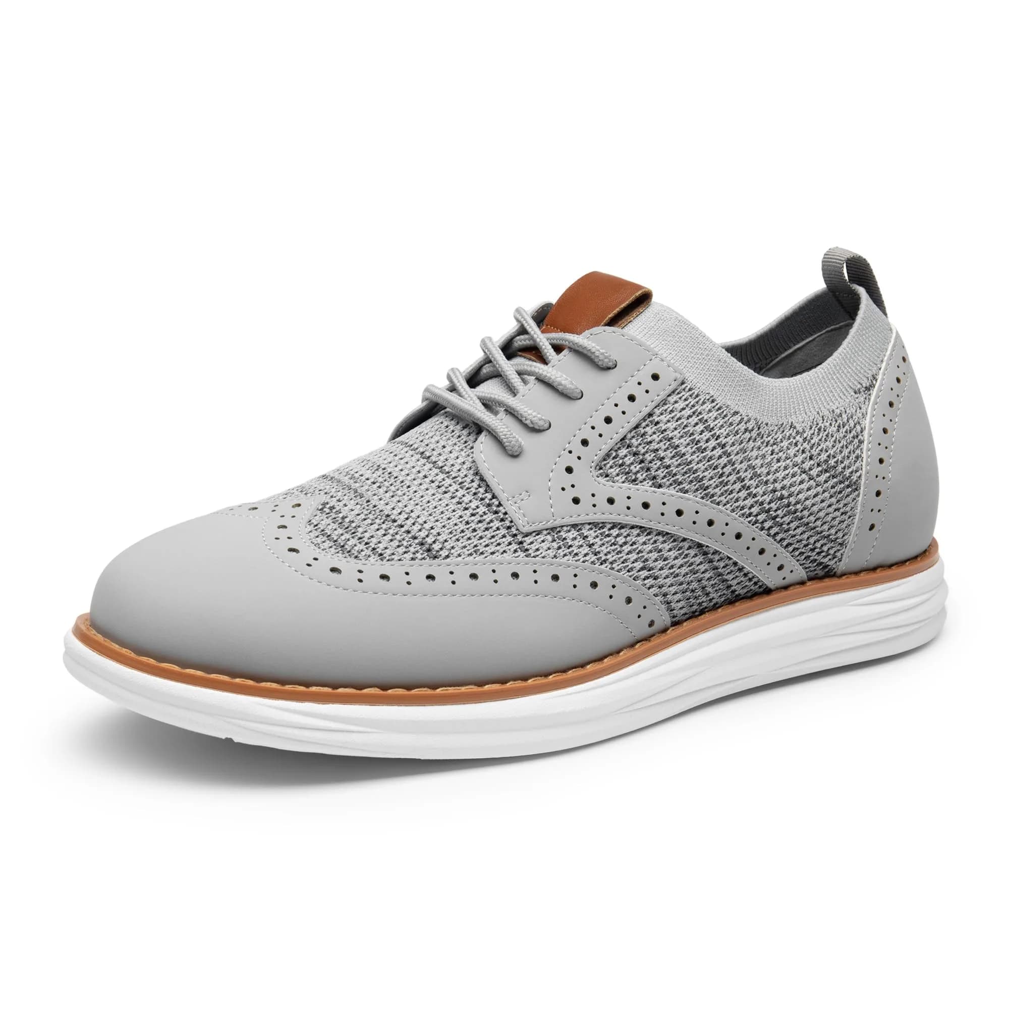 Bruno Marc KnitFlex Mesh Oxfords Sneakers 11-Grey | All-Day Comfort & Style — 8-grey