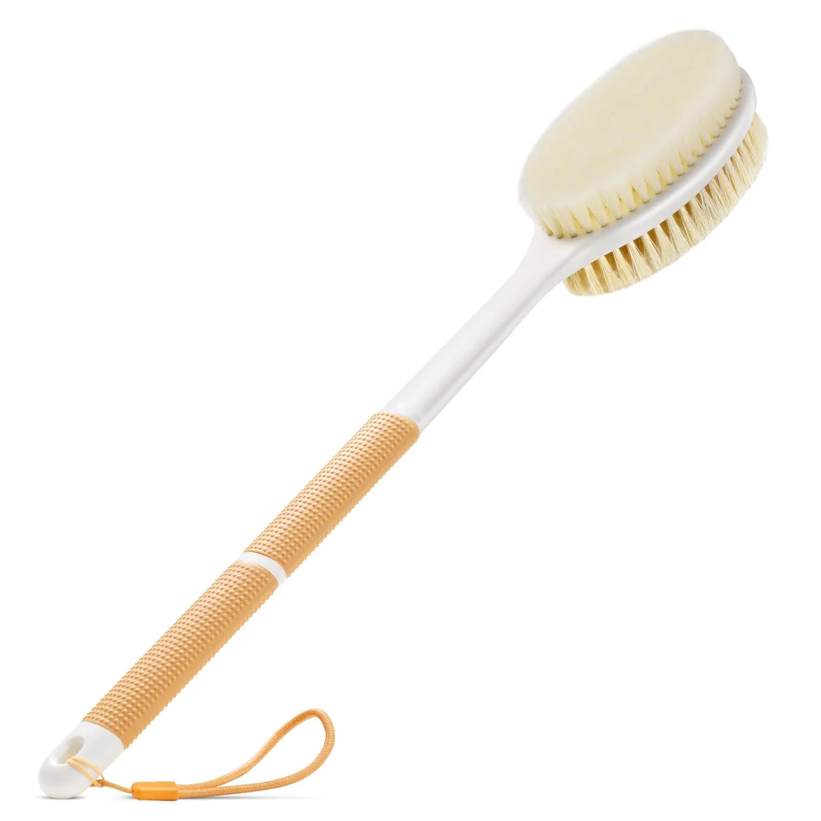 Backski Body Scrubber Long Handle with Stiff & Soft Bristles, 43.6cm (17.12 Inch) | Non-Slip Grip for Shower & Dry Brushing