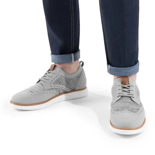 Bruno Marc KnitFlex Mesh Oxfords Sneakers 11-Grey | All-Day Comfort & Style thumbnail 2