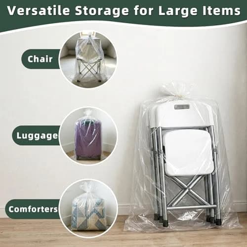 Yotelab Large Clear Plastic Storage Bags 35x47 Inch (5-Pack, 32 Gallon Capacity) | Heavy Duty Poly Bags for Bedding & Clothes thumbnail 4