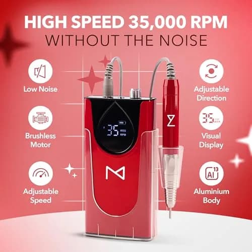 M Brushless Motor Nail Drill Handpiece Only - 35K RPM Mermaid | Professional Grade, Low Vibration thumbnail 3
