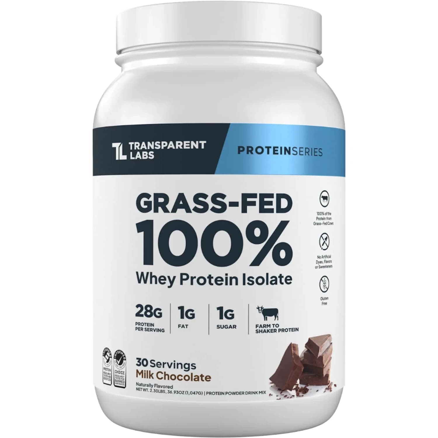 Transparent Labs Milk Chocolate protein powder tub Whey concentrate 30 servings