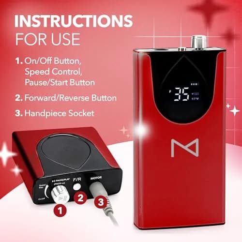 M Brushless Motor Nail Drill Handpiece Only - 35K RPM | Black Metal (Handpiece - Black) thumbnail 8