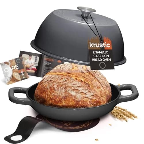 Krustic 6 Quart Enameled Cast Iron Dutch Oven for Sourdough Bread | 10 Inch Round Pot with Lid thumbnail 1
