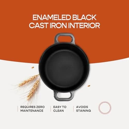 Krustic 6 Quart Enameled Cast Iron Dutch Oven for Sourdough Bread | 10 Inch Round Pot with Lid thumbnail 7