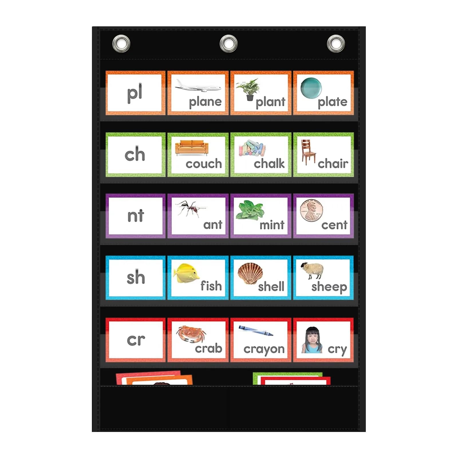 ANCOMEDO Standard Pocket Chart with Storage Pocket, 25.2"H x 17"L, 5+1 Pockets | Clear Words Wall Chart for School Home Office - main product image