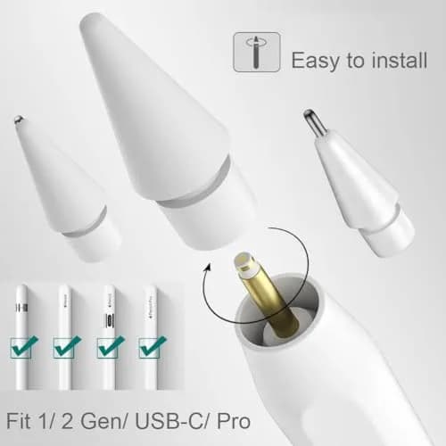 SIXFU Replacement Tips for Apple Pencil, Mix Metal Tips for Apple Pencil 2nd Gen/1st Gen/USB C/Pro, 4 Pack | Precise Control & Wear-Resistant thumbnail 2