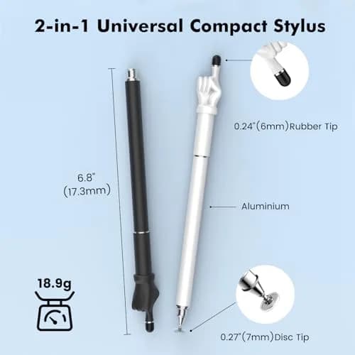 MEKO Stylus Pen for Touchscreen | 2-in-1 Precision & Comfort (Black/White, Aluminum) thumbnail 2
