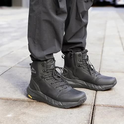 NORTIV 8 Men's Military Tactical Boot Zipper Lightweight Black 7 | Supportive, Breathable & Durable thumbnail 2