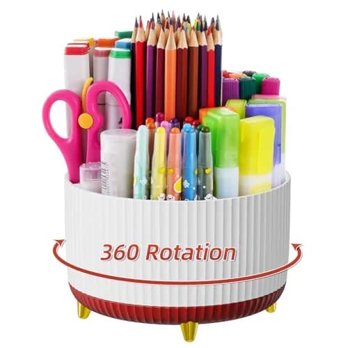 Marbrasse 360 Rotating Desk Organizer 15.7cm (6.18 in) with 5 Compartments | Smooth Rotation for Office, Home, and Craft Supplies thumbnail 1