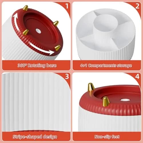 Marbrasse 360 Rotating Desk Organizer 15.7cm (6.18 in) with 5 Compartments | Smooth Rotation for Office, Home, and Craft Supplies thumbnail 4