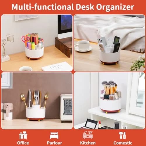 Marbrasse 360 Rotating Desk Organizer 15.7cm (6.18 in) with 5 Compartments | Smooth Rotation for Office, Home, and Craft Supplies thumbnail 2