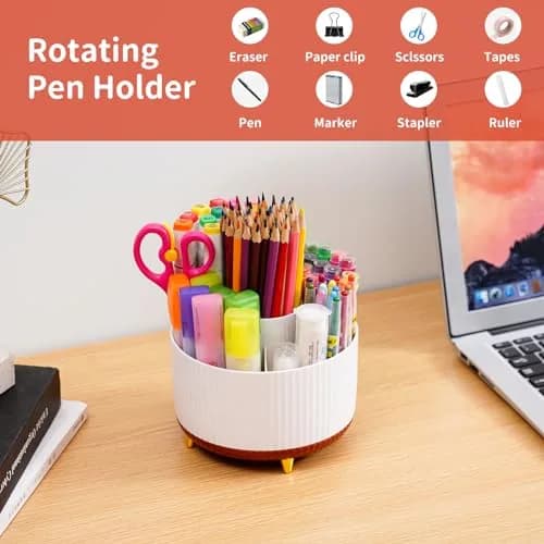 Marbrasse 360 Rotating Desk Organizer 15.7cm (6.18 in) with 5 Compartments | Smooth Rotation for Office, Home, and Craft Supplies thumbnail 3