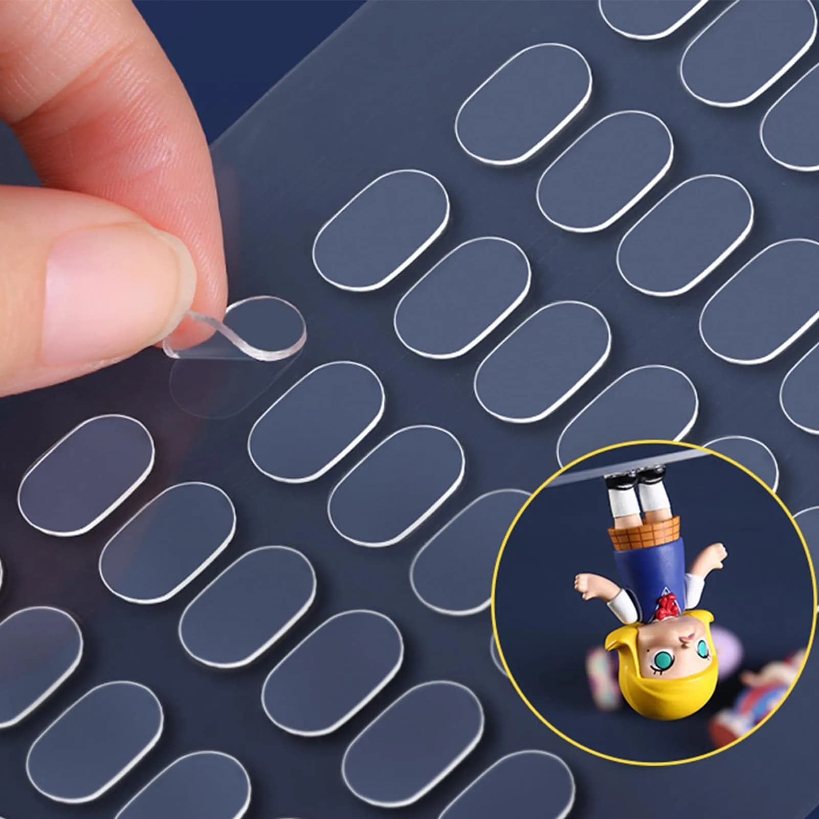 LMJIA Transparent Adhesive Dots 0.31"x0.51" (900 Pcs) | Damage-Free Wall Hanging & Decor — 0.31" X 0.51"