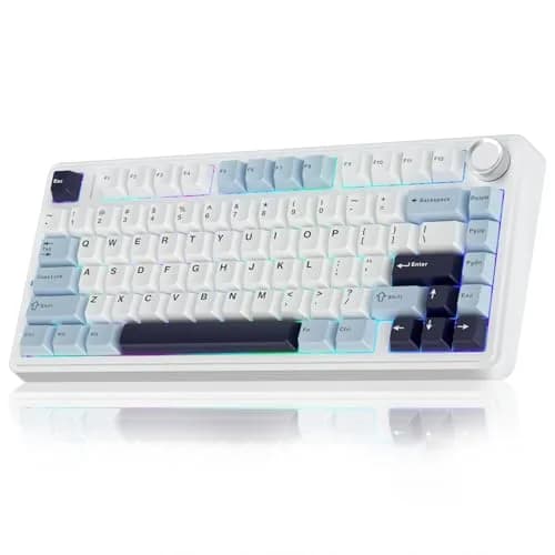 AULA F75 75% Wireless Mechanical Keyboard Glacial Blue | Hot-Swappable, Tri-Mode Connectivity, RGB Backlit, 81 Keys thumbnail 1