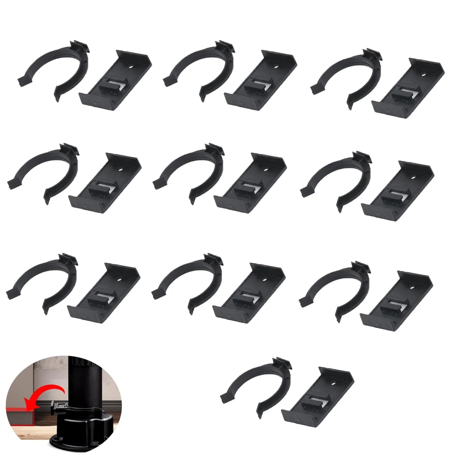 UtySty Cabinet Leveler Leg Toe Kick Clips 10 Pack | 38-40mm Adjustable Furniture Legs — 1.53 inches