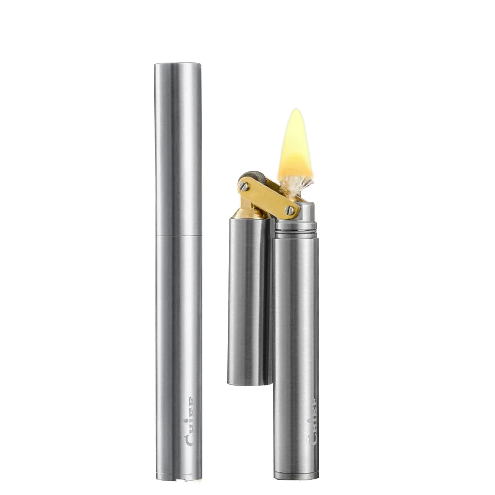 DOUBFIVSY Vintage Gray Kerosene Lighter - Windproof Refillable Trench Design with Gift Box thumbnail 1