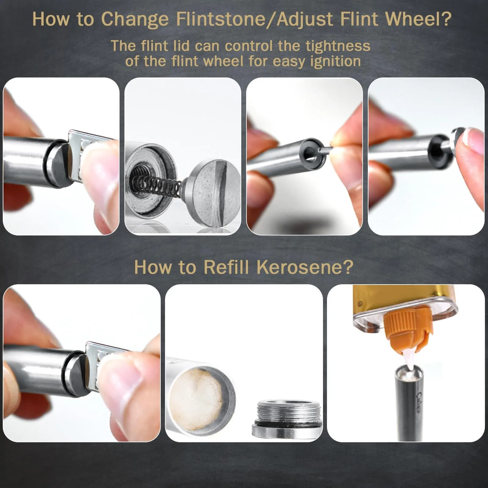 DOUBFIVSY Vintage Gray Kerosene Lighter - Windproof Refillable Trench Design with Gift Box thumbnail 4